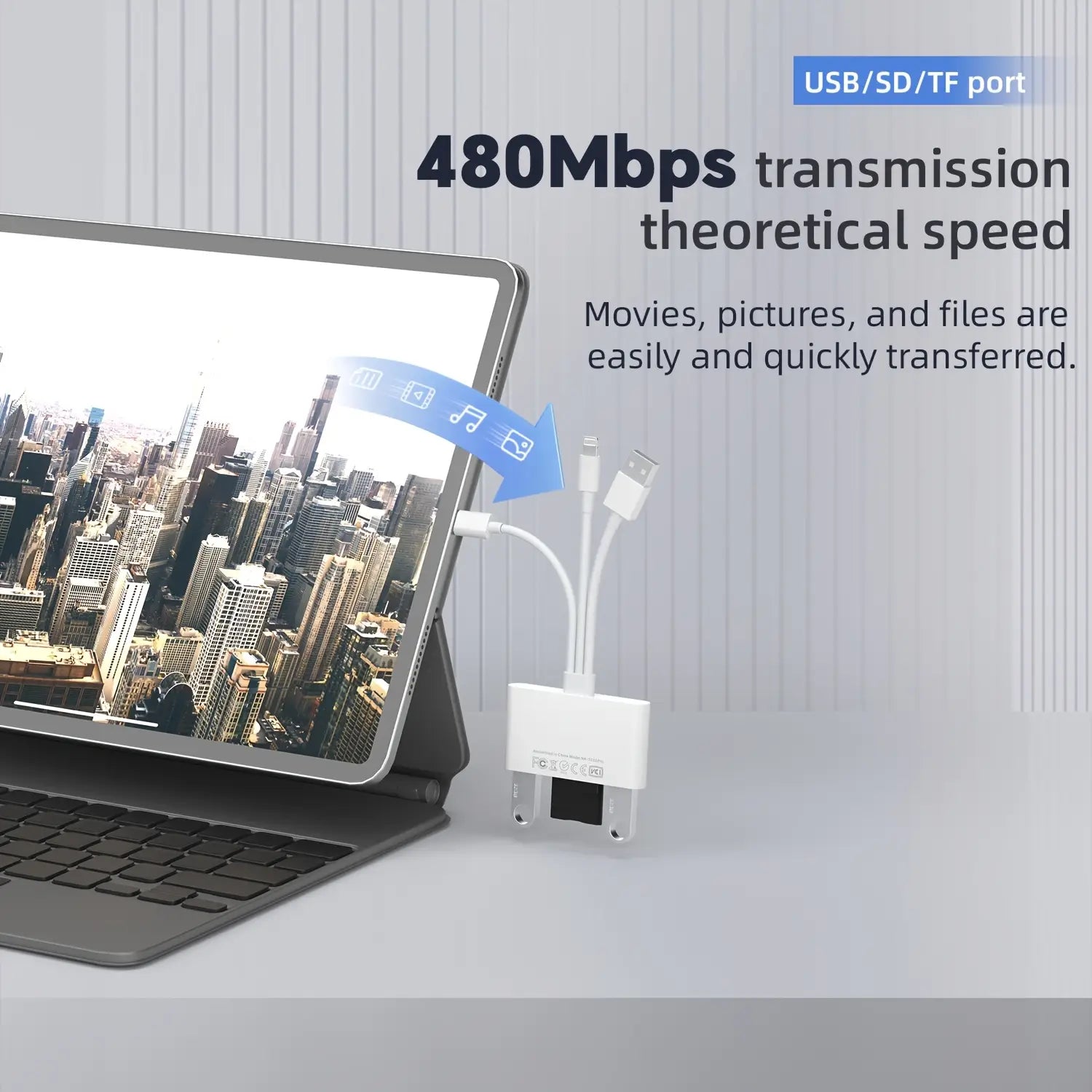 5-in-1 USB OTG adapter with microSD and SD card slots supports SD/microSD/SDHC/SDXC/MMC iPhone/iPad USB C and USB A devices.