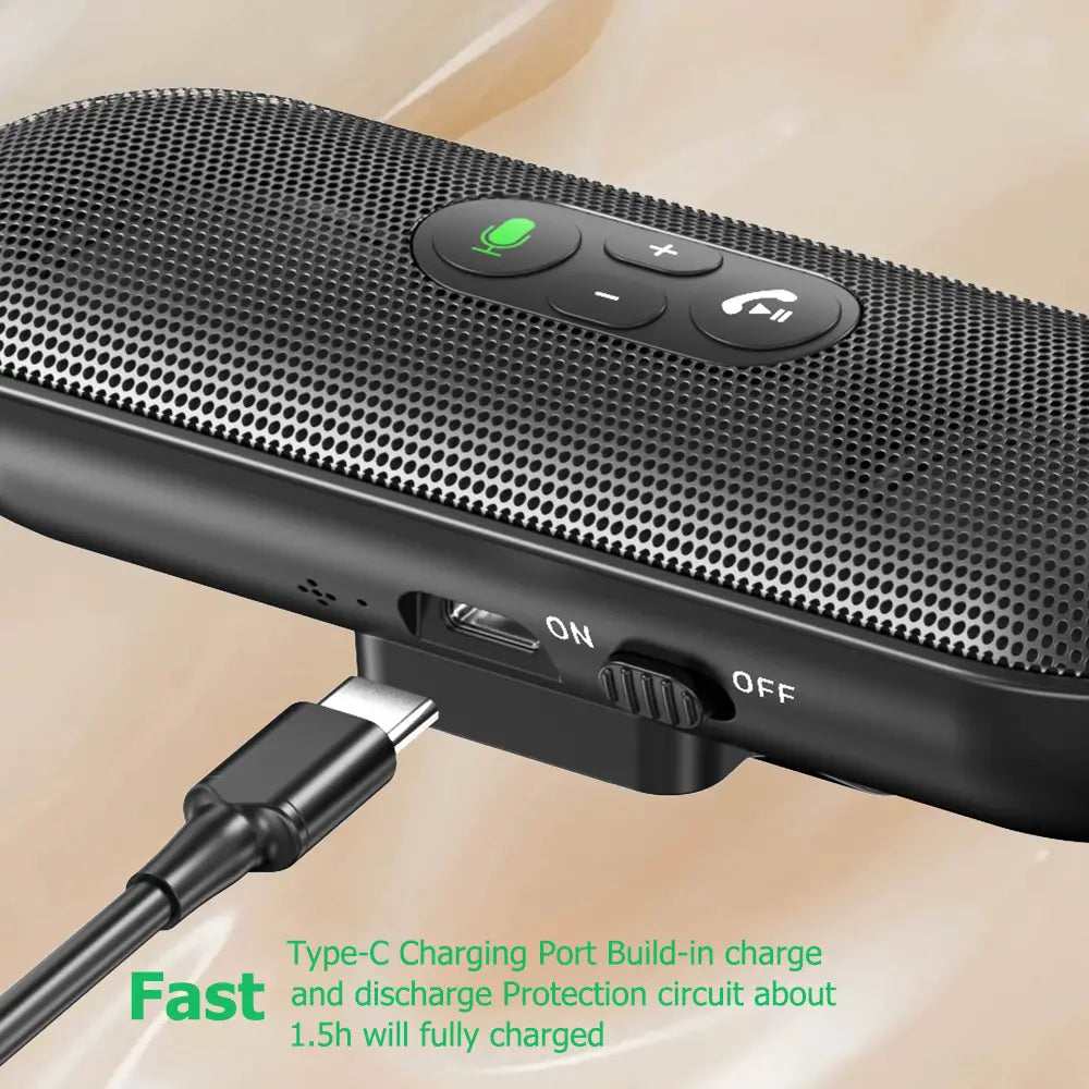 Bluetooth 5.4 Car Kit Handsfree 6W Speakerphone Sun Visor Speaker Mp3 Player Wireless Music Receiver With Voice Assistant
