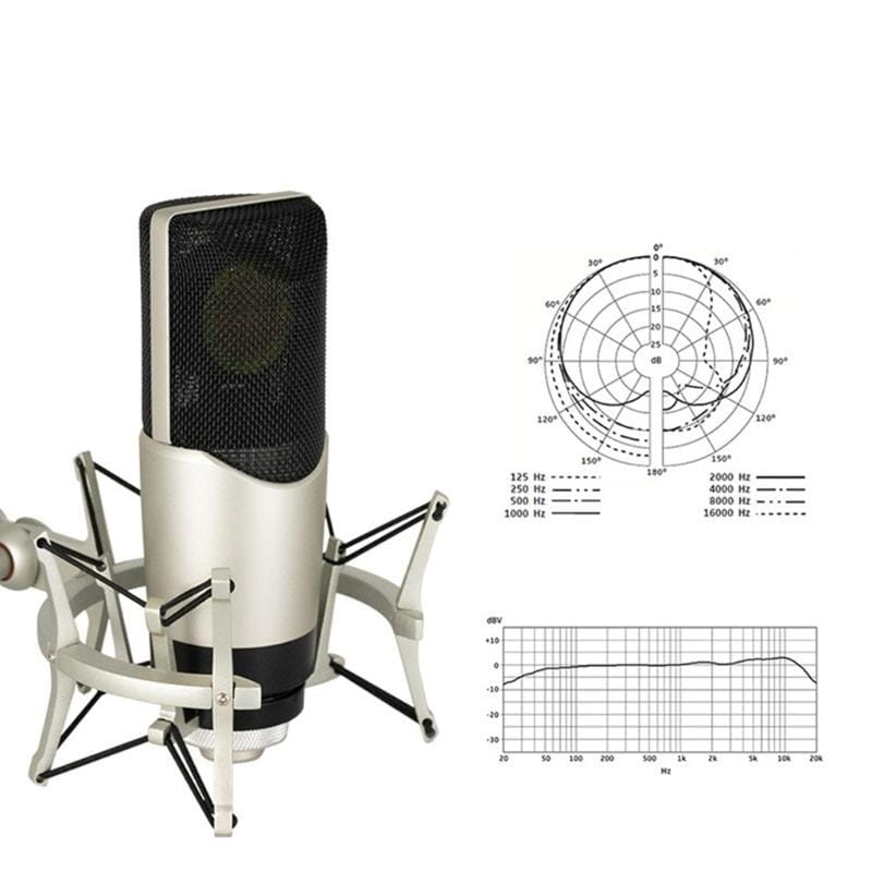 652F Professional Condenser Studio Vocal Recording Large Diaphragm Microphone 48V for Computer Gaming Live Streaming