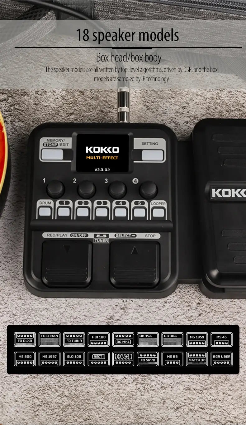 Guitar Pedal Synthesized Effect 18 Amp Models IR 512 Dot Sampling Drum Machine and Loop Function KMF-1 Guitar Accessories