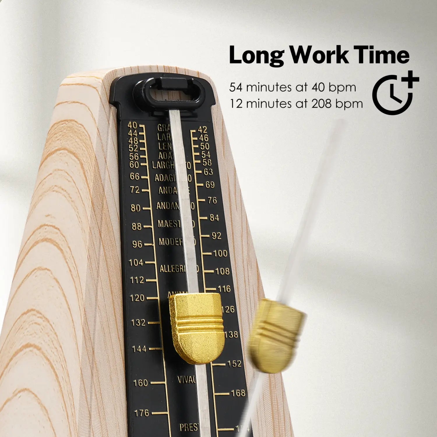 Metronome for Piano Guitar Drum Violin Mechanical Metronome Accurate Track Beat Tempo for Beginner Ash Wood Grain by LEKATO