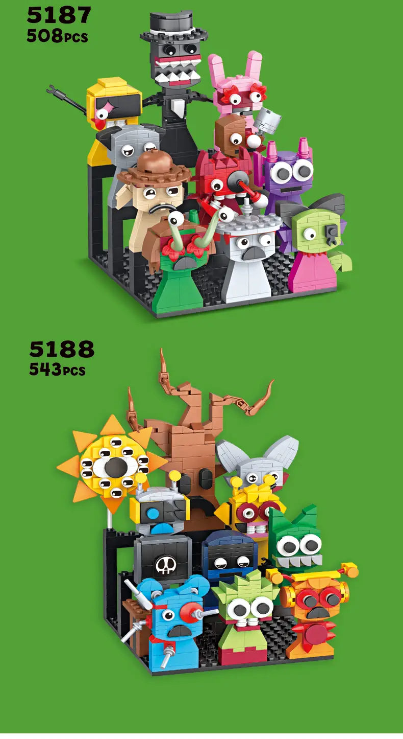 Moc Game Sprunki Building Blocks Horror Anime Music Game 2 in 1 Friends Figures Bricks Toys Sets Birthday Christmas Gifts
