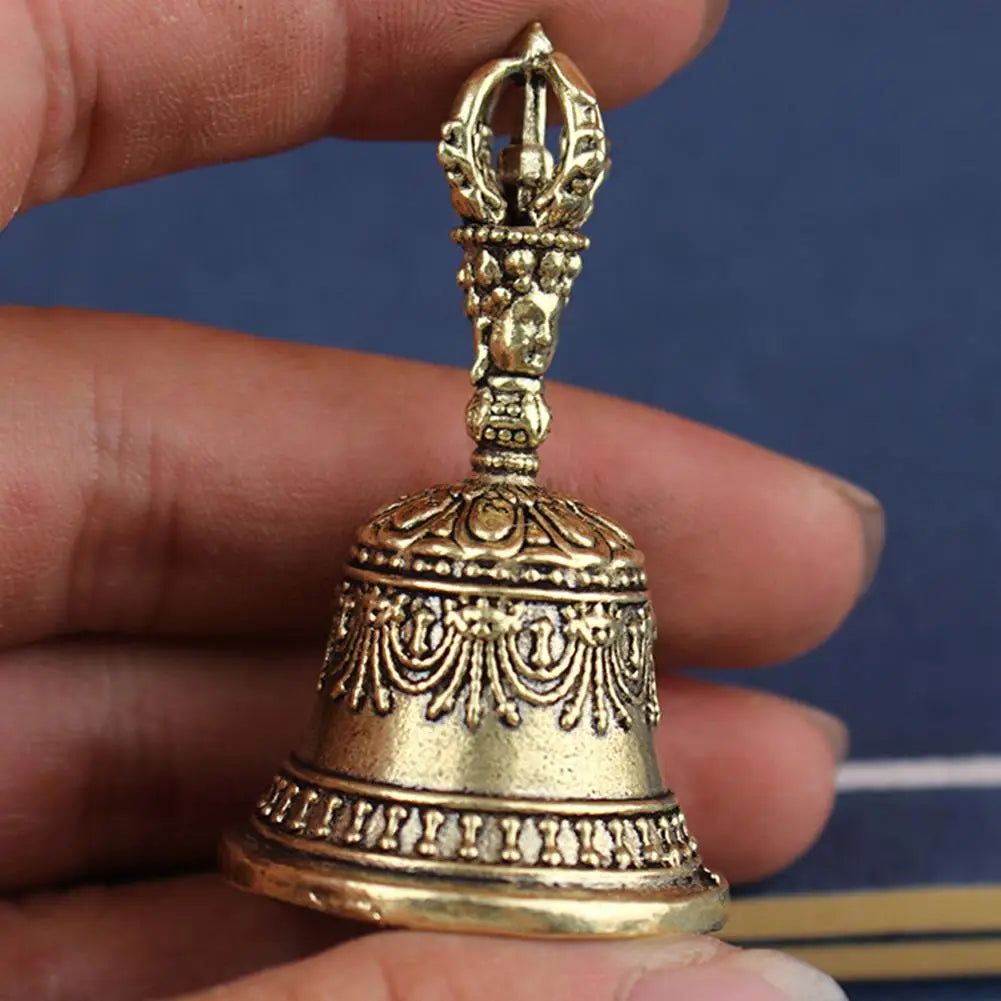Brass Tibetan Bell Handmade Vajra Bell and Pestle Set Buddhist Tibetan Chimes Meditation Tool Sound Healing Instruments