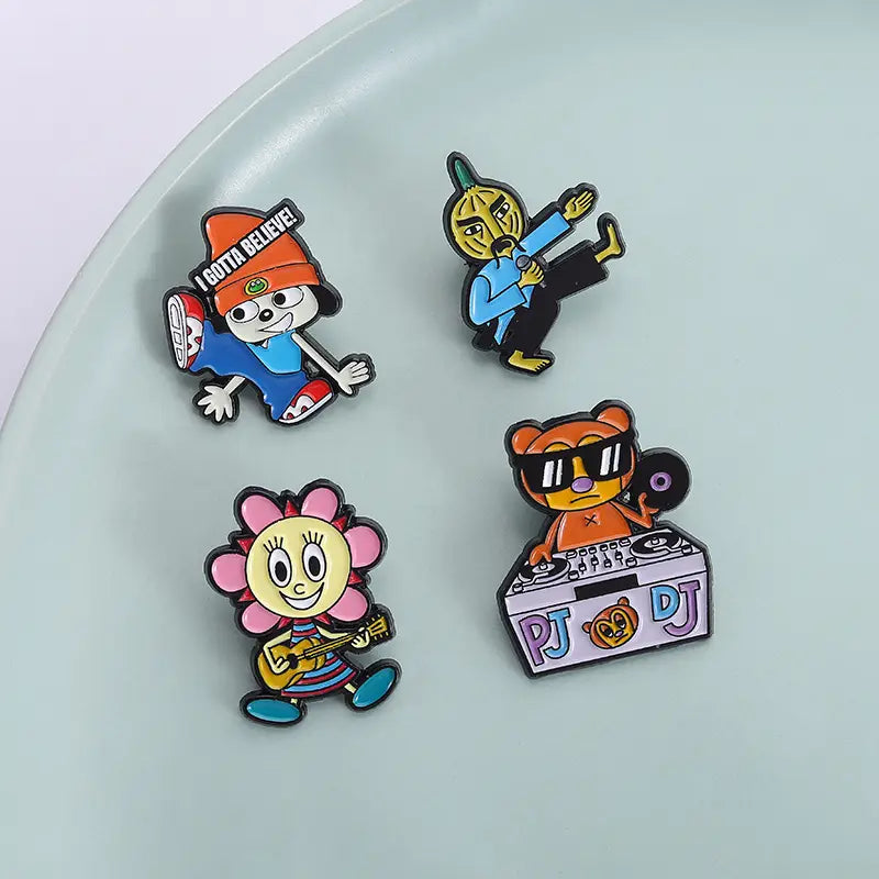 Music Rhythm Game Badge Enamel Pins I Gotta Believe! Parappa and PJ Berri Game Role Brooch Lapel Badge Funny Jewelry Accessories
