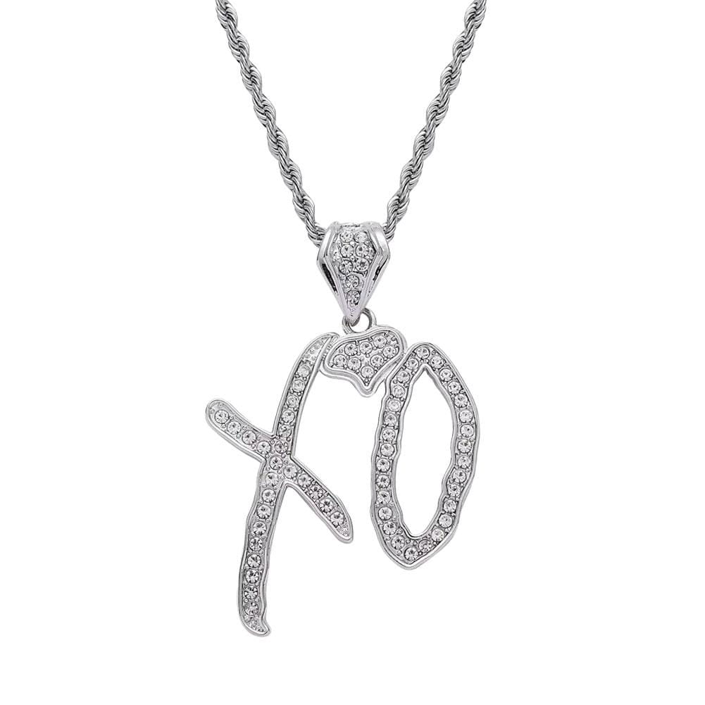 Fashion XO Necklace Cubic Zirconia Letter Pendant Sweater Chain Light Luxury Hip Hop Party Jewelry Accessories For Men Women