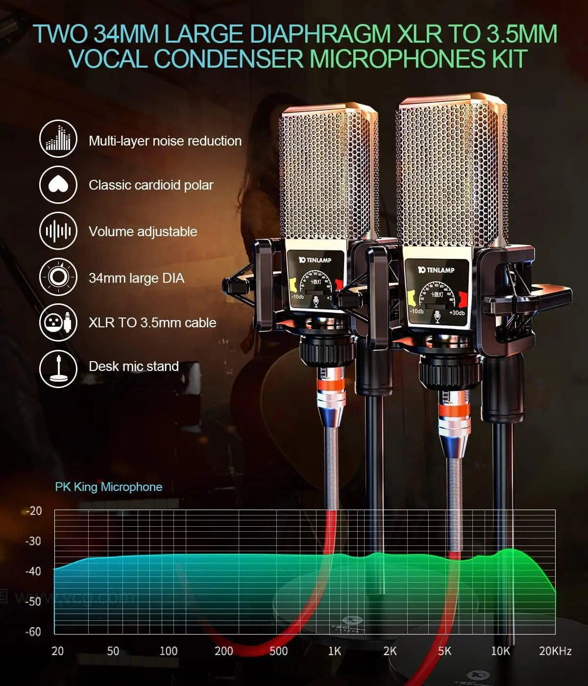 Audio Mixer with Sound Card tenlamp Two 3.5mm Studio Condenser Microphone and G3 Audio interface Sound Board Voice Changer