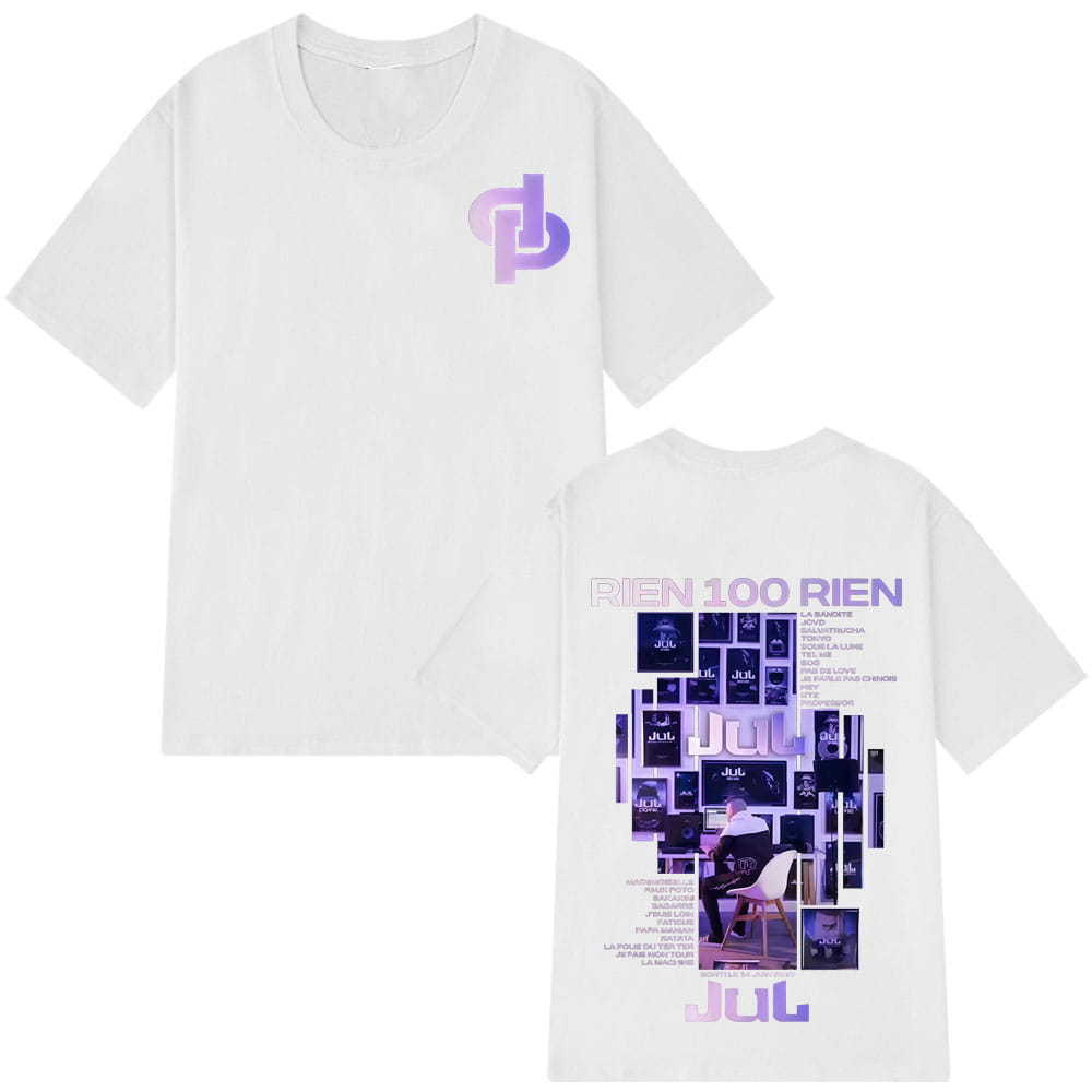 Rapper Jul Rien 100 Rien Album Tour 2025 Graphic T Shirts Men’s Women Fashion Clothing Tees Hip Hop 100% Cotton Loose T-shirts
