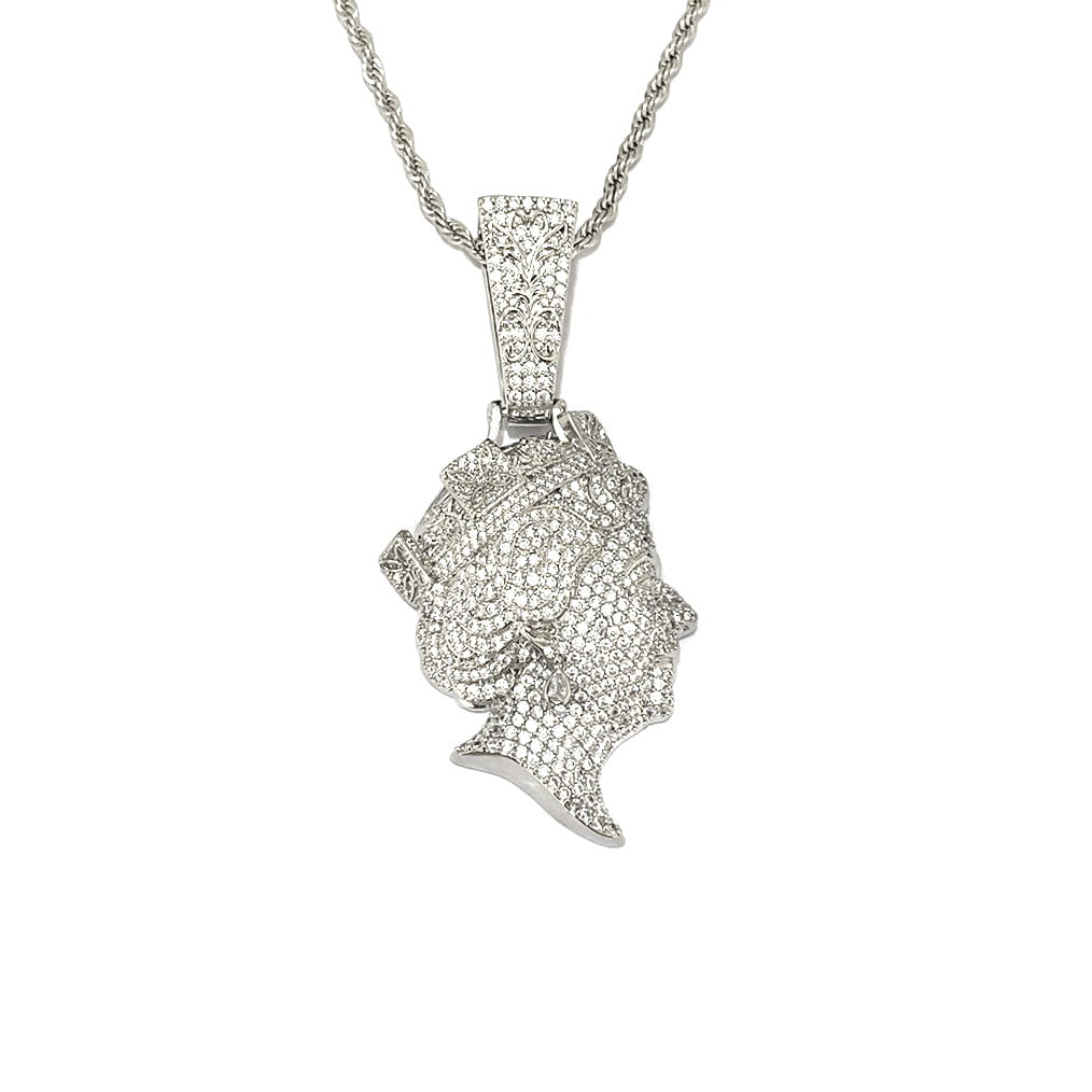 Hip Hop 5A+ CZ Stone Paved Bling Iced Out The Queen Elizabeth Pendants Necklaces for Men Rapper Jewelry Rose Gold Silver Color