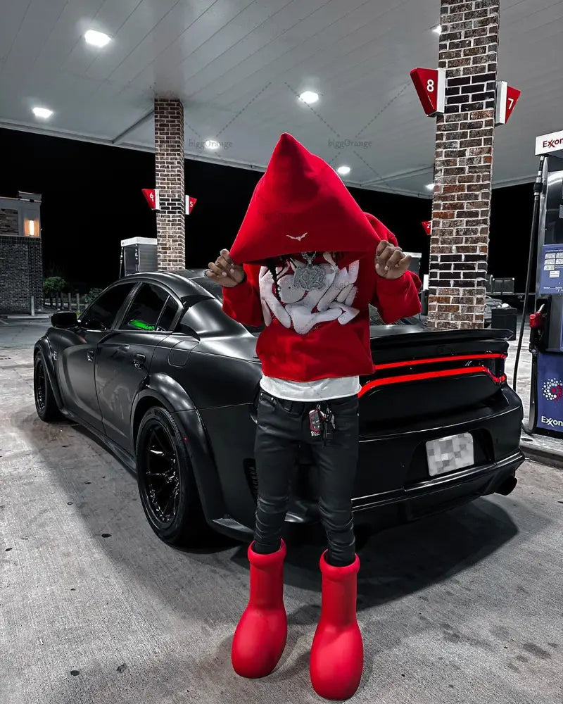 2023 Spring American hip hop tide brand alphabet foaming hoodie men’s y2k Harajuku Street retro casual loose pullover sweatshirt