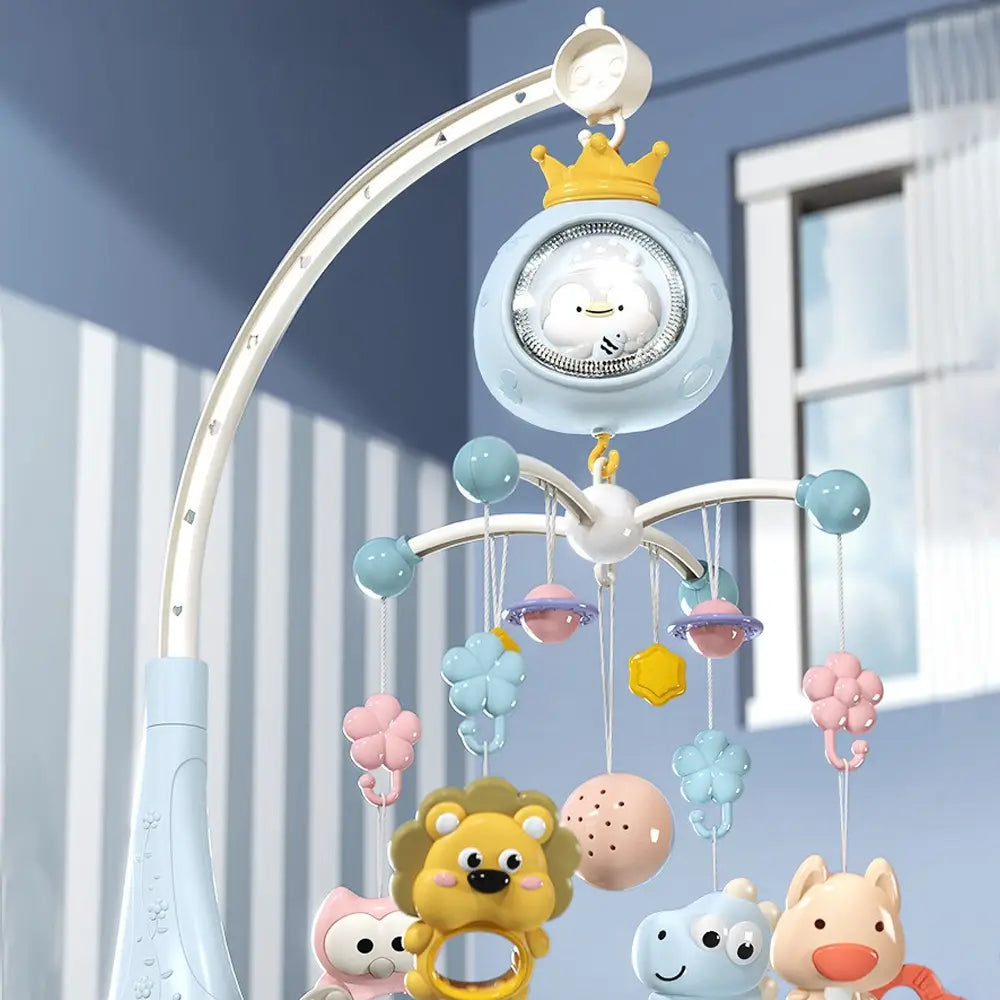 Baby Crib Mobile with Projector and Night Light Remote Control Musical Rotating Toy with Soothing Lullabies for Newborns