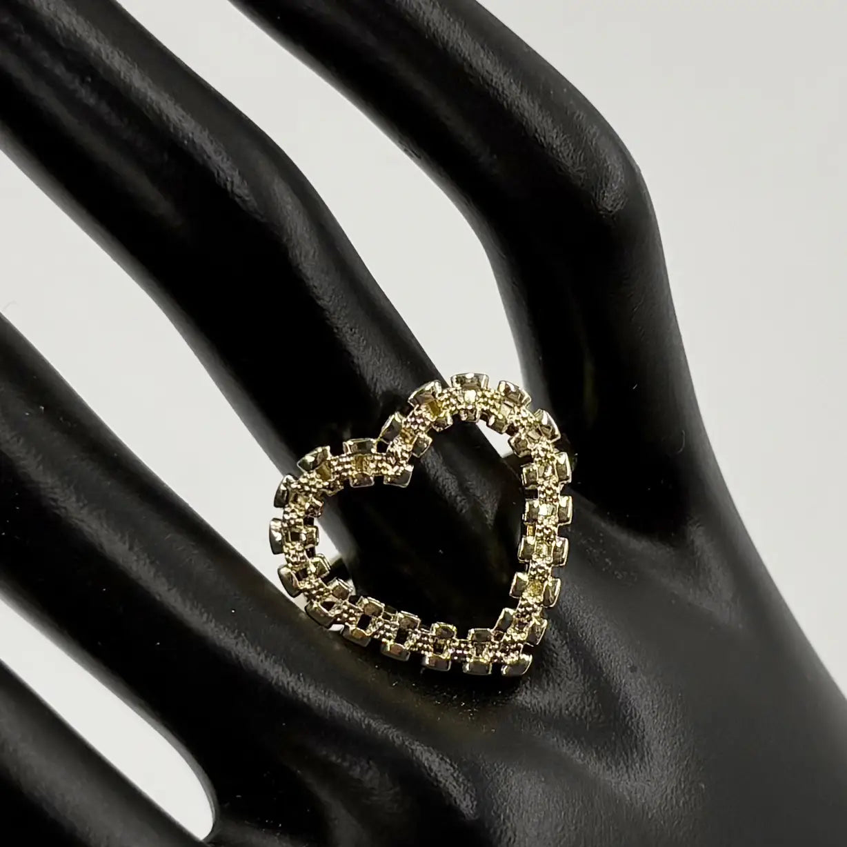 Women’s Hip Hop Heart Shape Chain Design Ring 14K Gold Plated Big Size 20mm Fashion Jewelry Nugget Finger Ring