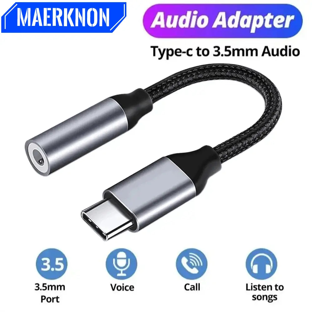 Type C 3.5 Aux Jack Audio Cable USB Type C To 3.5mm Audio Adapter Earphone Wire Converter For iPhone 15 Samsung Galaxy S24 S23