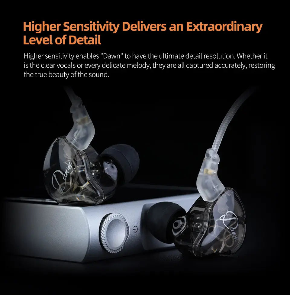 KZ Dawn HiFi Earphone 10MM Dual Dynamic Drive Bass Earbud In ear Monitor Gaming Sport Music DJ Stage Noise Reduction Hearphone
