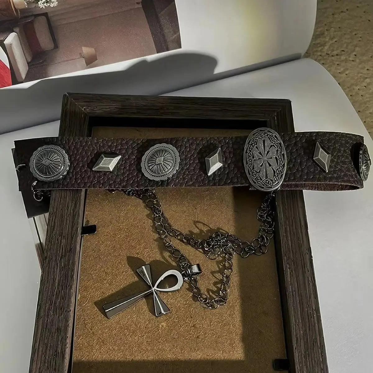 Personality Punk Y2K Cross Wood Black Drill Cool Pendant Necklace for Women Vintage Spicy Girls Hip Hop Necklace Jewelry Gifts