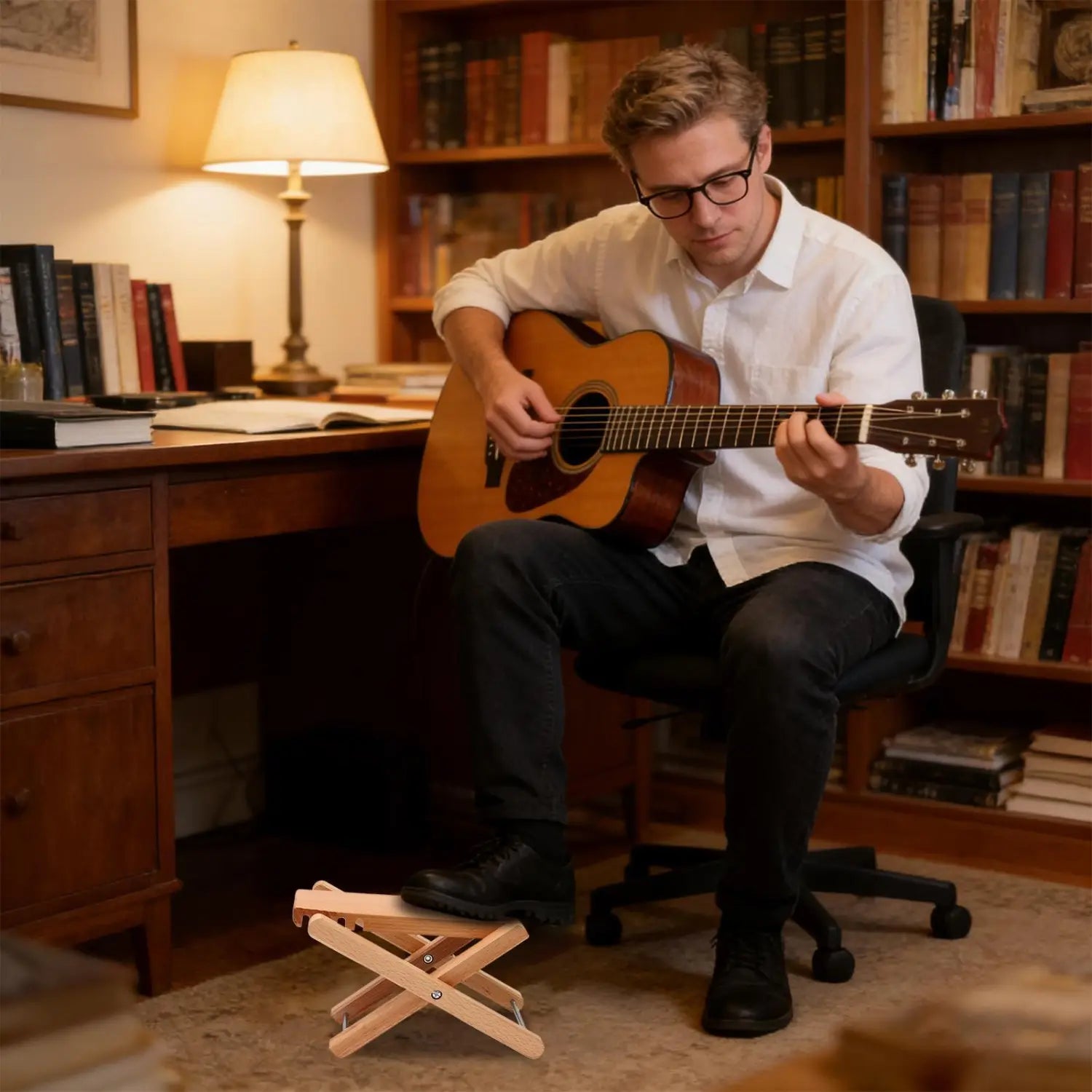 Adjustable Guitar Foot Stool Ergonomic Wooden Leg Rest Musician Footrest for Classical Guitar Home Studio Stage Pipa Player