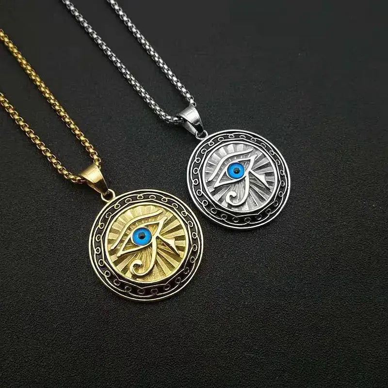 Ancient Egyptian Mythology Eye of Horus Pendant Necklace for Men and Women Punk Blue Eyes Party Hip Hop Amulet Jewelry Gift