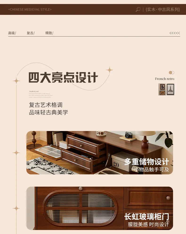 American Vintage Tv Stand Premium Trendy Mid Century Aesthetic Tv Cabinet Classic Luxury Soportes De Televisión Furniture Home
