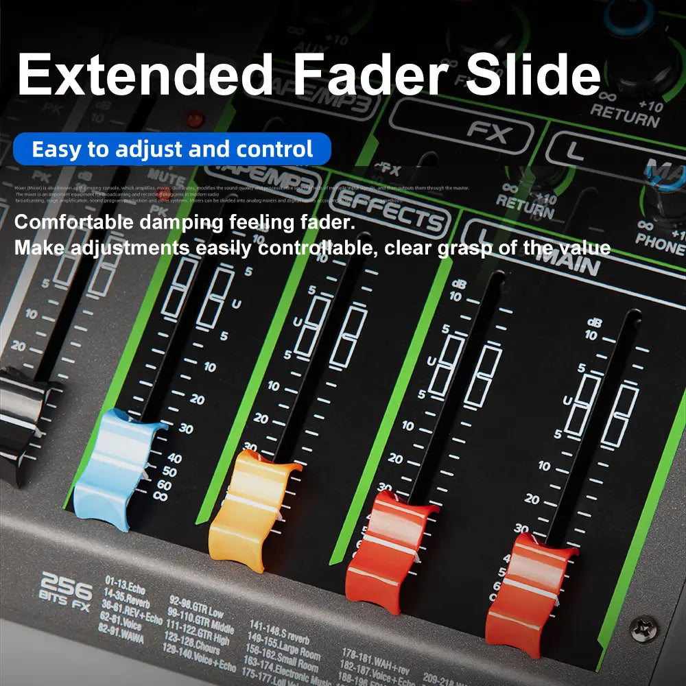 Professional Audio Mixer Depusheng MG8 8 Channel Sound Board Console DJ Mixing Desk System Interface Built-in 256 Reverb Effect