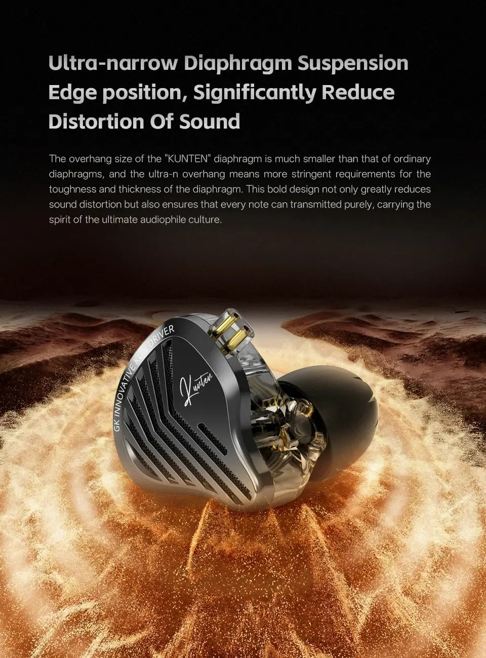 GK KUNTEN Dynamic Drive Headphones HIFI Heavy Bass Earbuds Sports Metal Headphones Detachable Headphones Gaming Headset Type-C