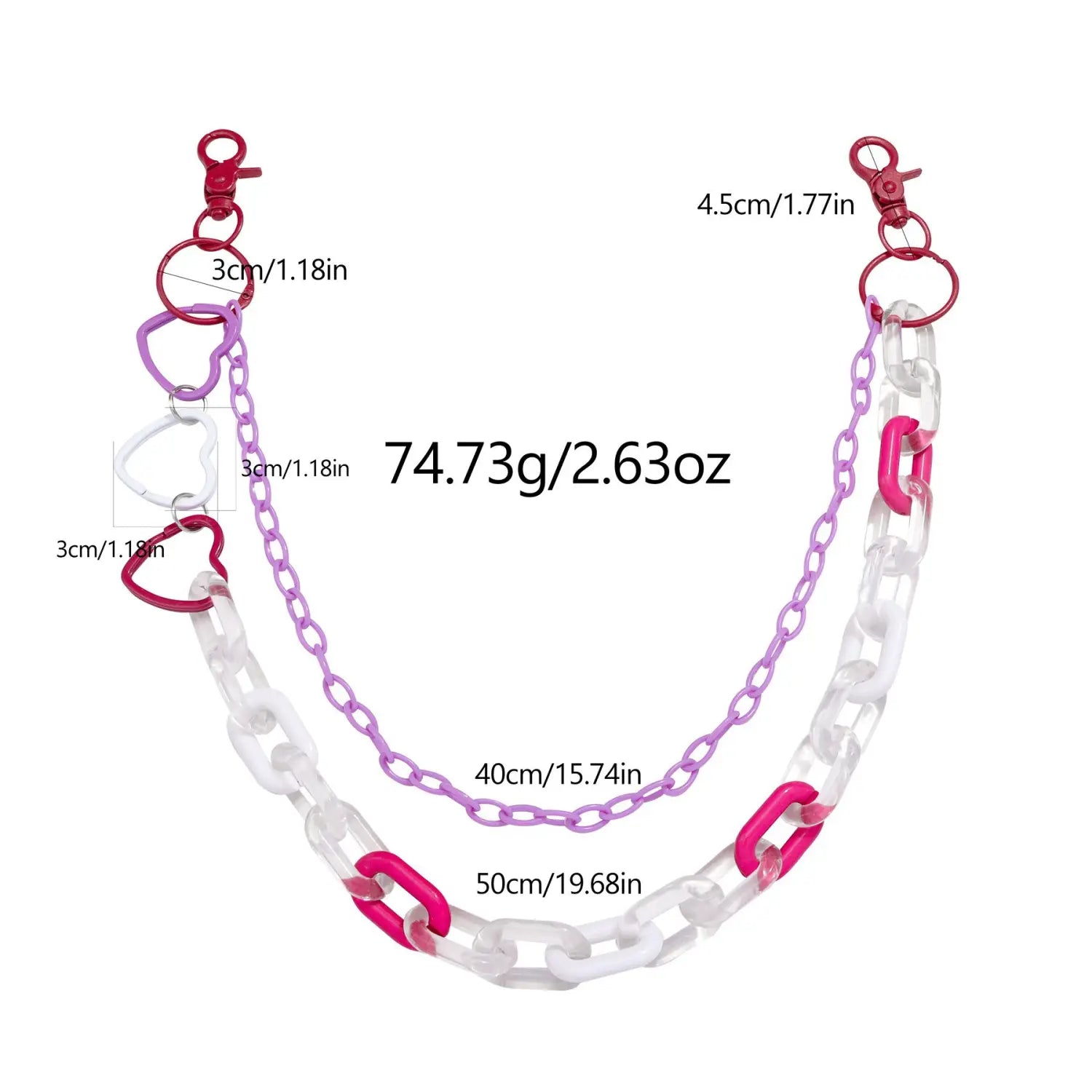 Bohemian Rainbow Resin Chain Keychains Men Women Hip Hop Waist Chain Multicolor Acrylic Flower Pants Trousers Chain Punk Jewelry