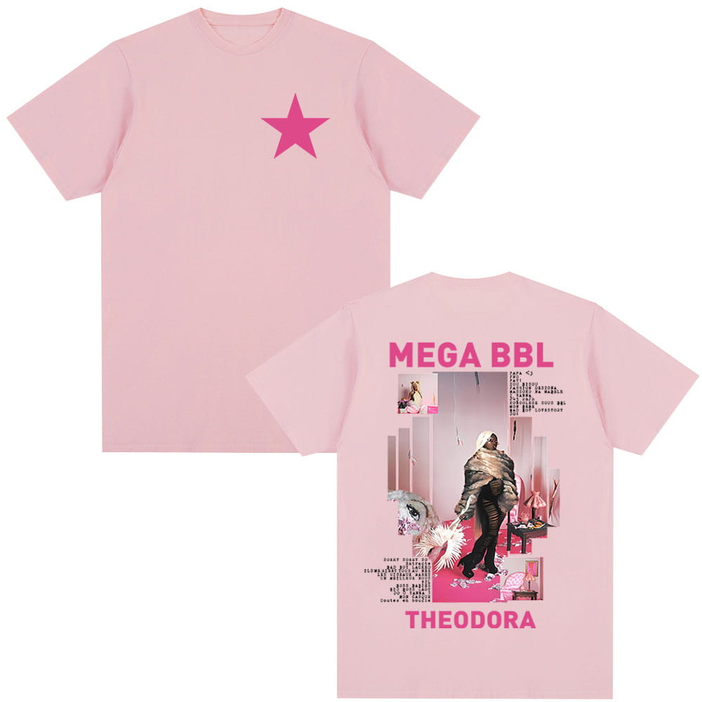 Rapper Theodora Mega Bbl Album T-shirt Men Women Hip Hop Fashion T Shirt Casual Cotton Loose Short Sleeves T-shirts Streetwear
