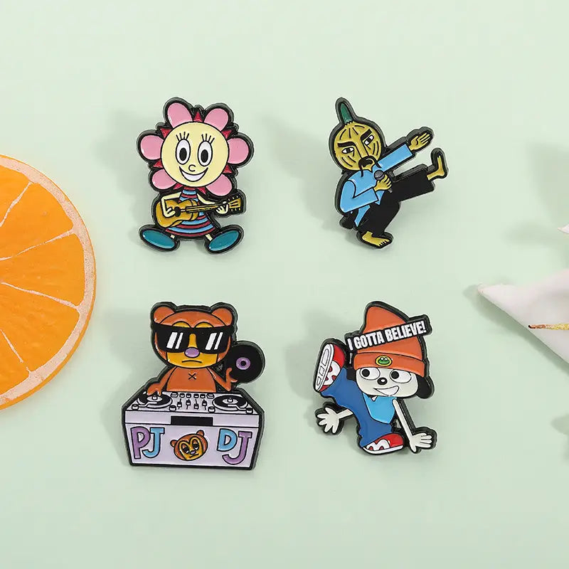 Music Rhythm Game Badge Enamel Pins I Gotta Believe! Parappa and PJ Berri Game Role Brooch Lapel Badge Funny Jewelry Accessories