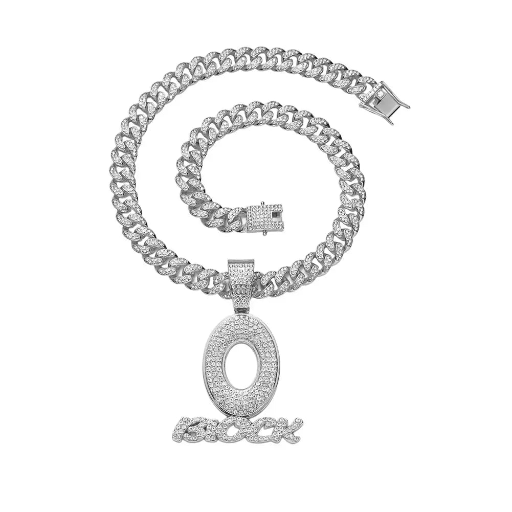 Hip hop O letter pendant necklace men’s trendy and personalized street wear chain necklace