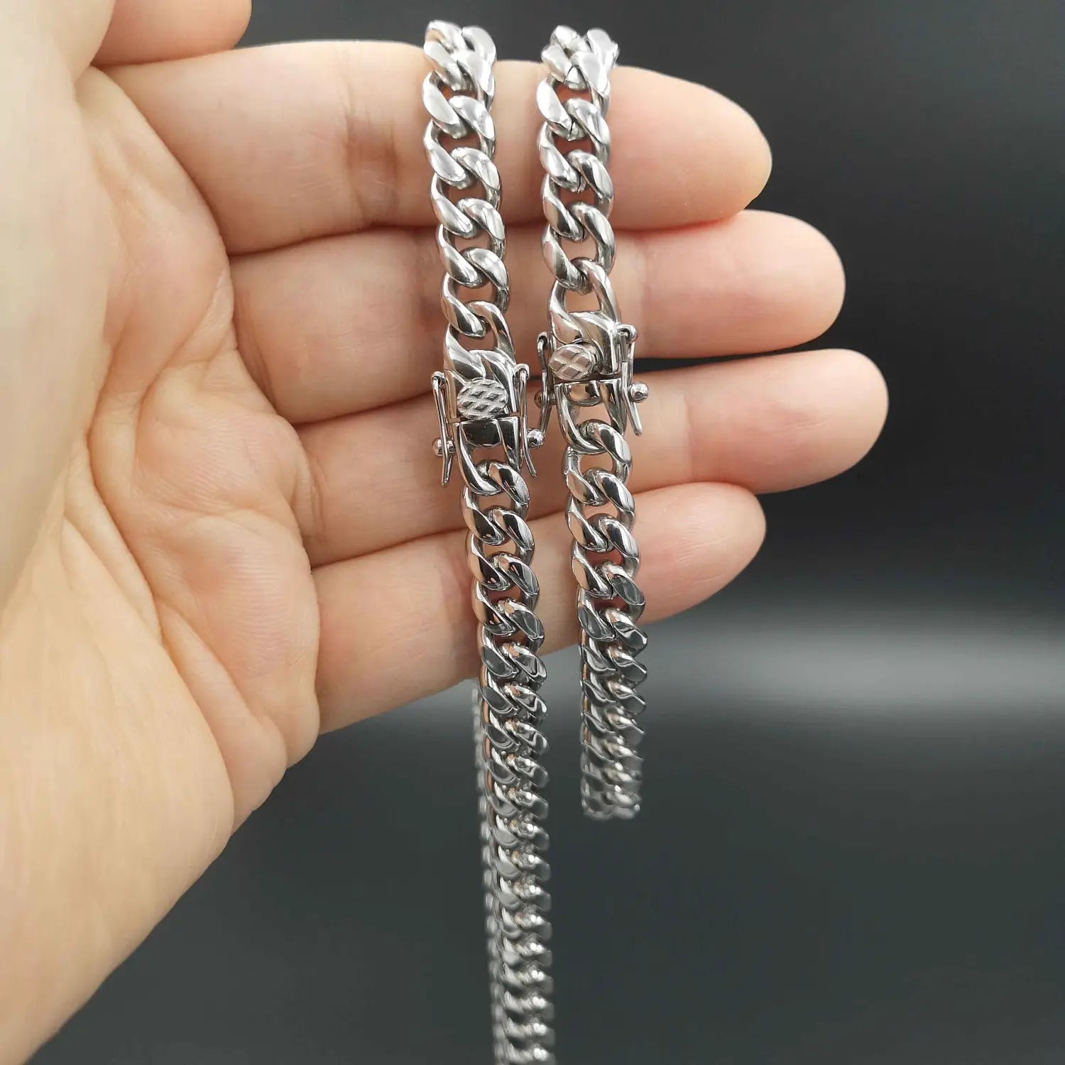 8mm Hip Hop 316 Stainless Steel Jewelry Miami Cuban Link Chain for Men Woman Rapper Rock Waterproof Necklace Jewelry