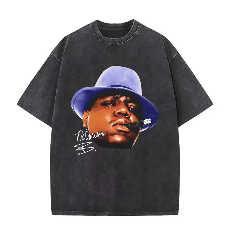Rapper The Notorious Big L Lifestylez of The Poor and Dangerous Vintage Washed T-shirt Biggie Smalls Tshirt Men’s Hip Hop Tees