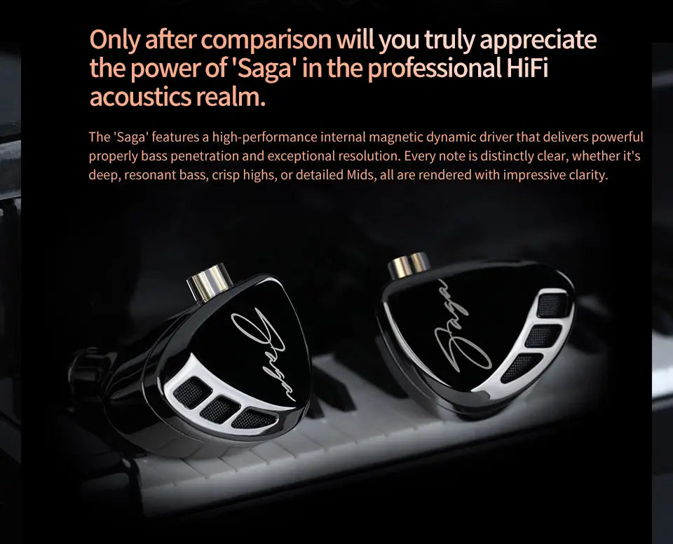KZ Saga In Ear Earphones Two Different Tuning Music Headphones HiFi Stereo Bass Earbuds Sport Gaming Headset 2PINS Cable