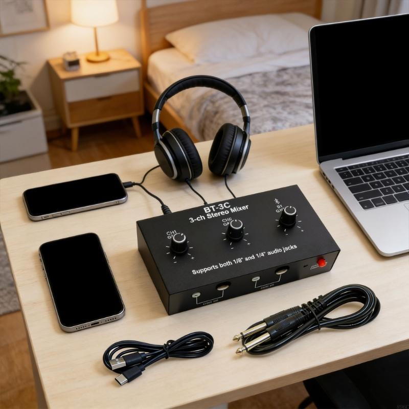 Durability Metal Sound Mixer With 15Hour Battery Life Perfect For Musicians And Content Creators Studio Recording 896C