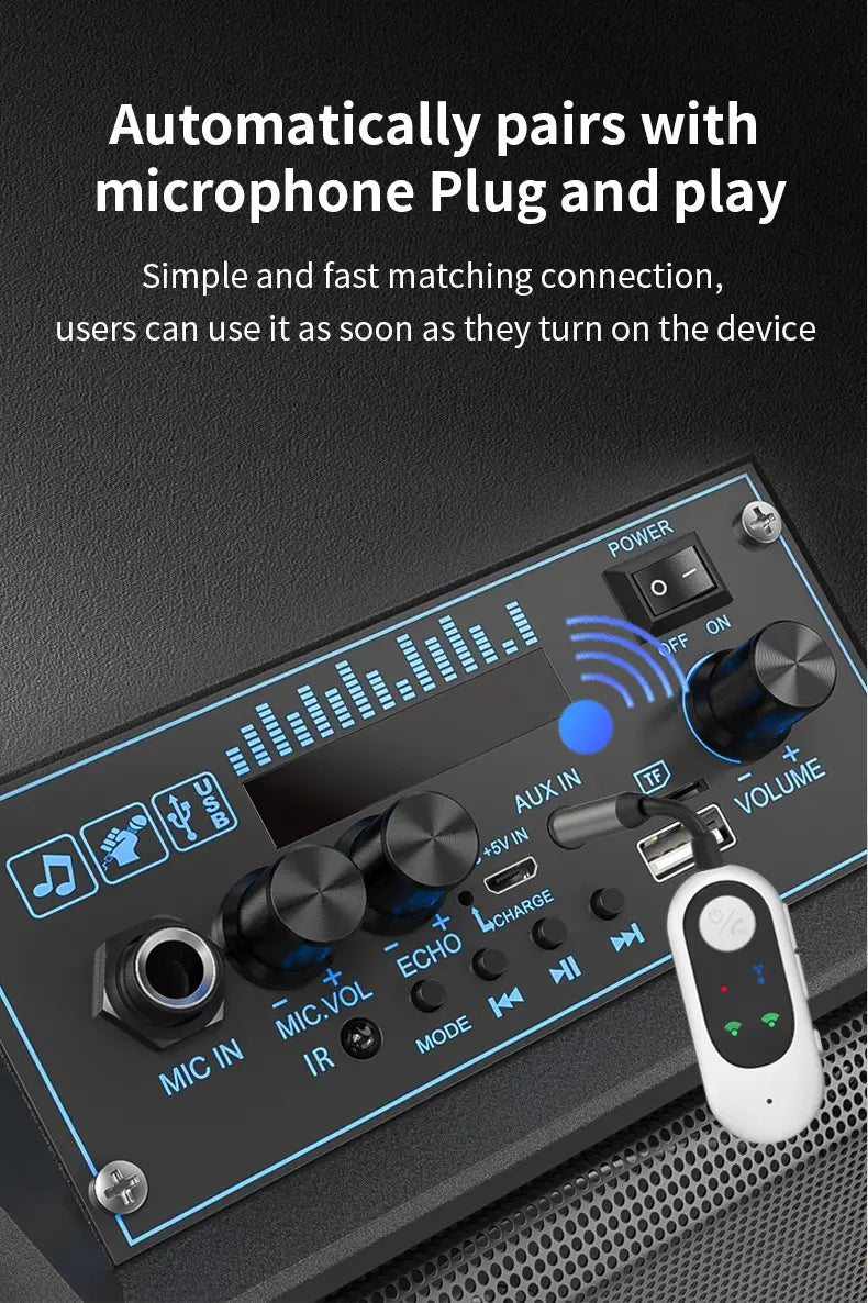 Portable Car Karaoke Machine Wireless Bluetooth KTV Speaker with Hands-Free Microphone for Android & iOS Phones