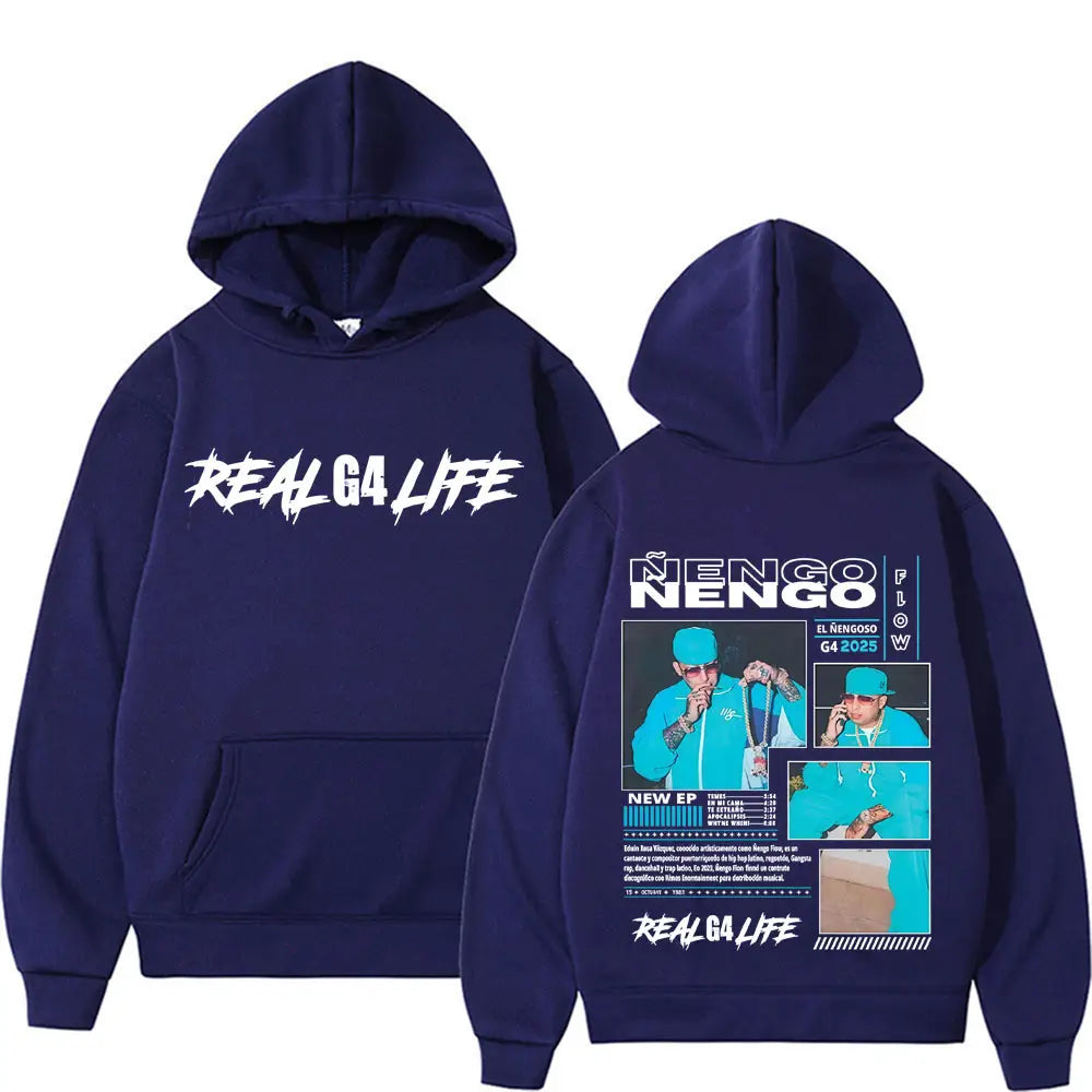 Rapper Nengo Flow Real G4 Life Album Tour 2025 Hoodie Men Clothing Hip Hop Long Sleeve Autumn Unisex Fashion Casual Sweatshirts
