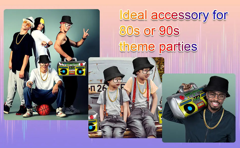 PESENAR Hip Hop Costume Kit Hat Sunglasses Gold Chain 80s/ 90s Rapper Accessories