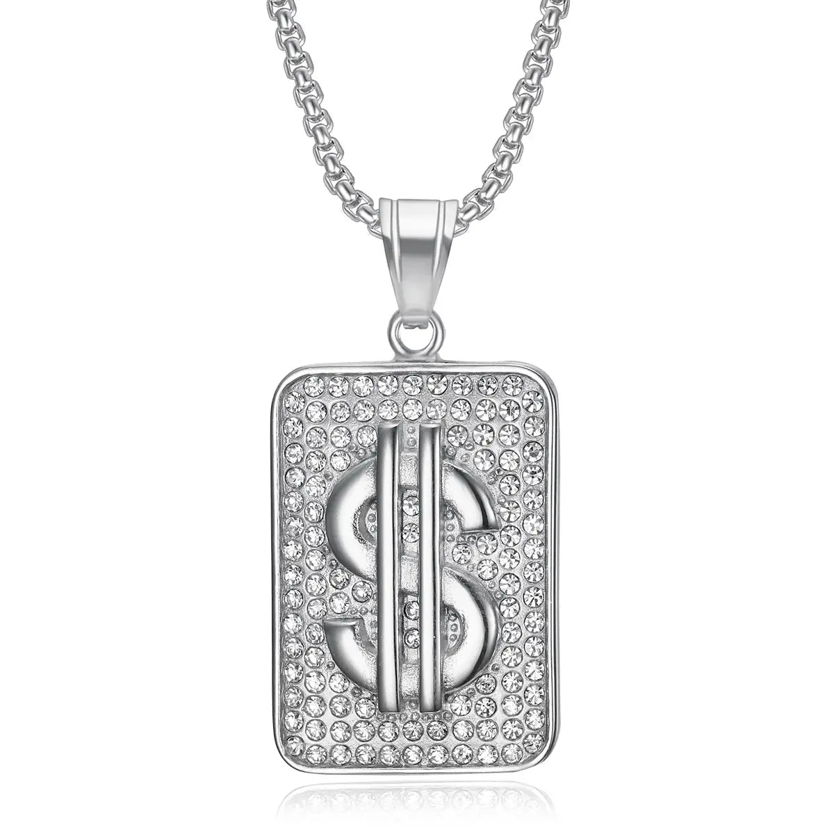 Hip Hop Iced Out Dollar Sign Money Pendant Male Stainless Steel Rapper Necklace for Men Party Waterproof Jewelry