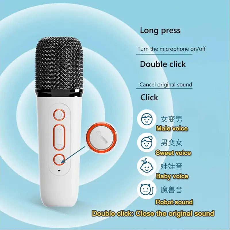 New Wireless Microphone Karaoke Machine Portable Bluetooth 5.3 PA Speaker System MP3 Player Karaoke Machine For Kids Adults Home