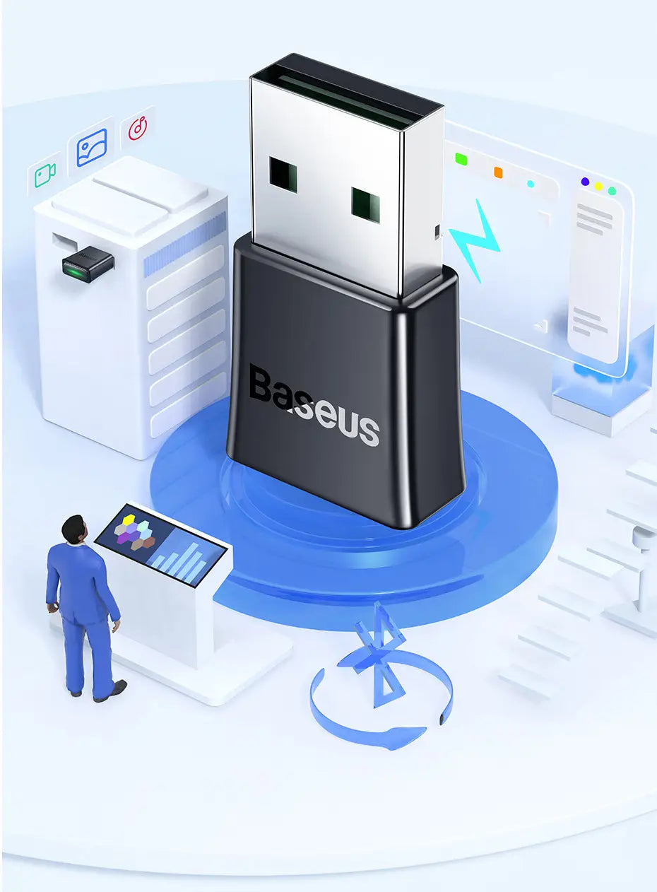 Baseus BA07 USB Bluetooth 5.3 Dongle Adapter for PC Speaker Wireless Mouse Keyboard Music Audio Receiver Transmitter Bluetooth