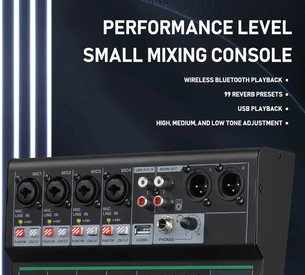 Professional DJ Party High Quality Music Recording Singing 6 Channel Audio Mixer Console