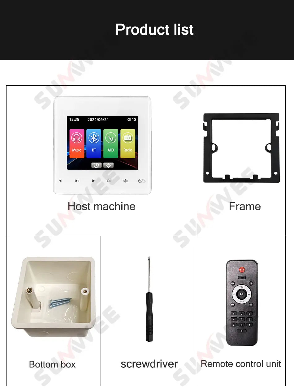 Home theater Background music system audio in wall power amplifier bluetooths player sound TF AUX control panel ceiling speakers