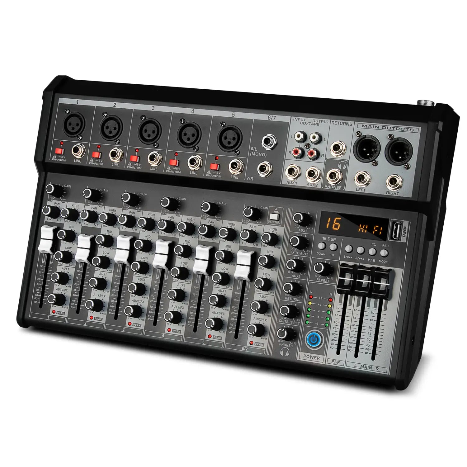 Audio Mixing Console Mixer Professional Audio 7 Channel Sound Mixer For Live Streaming DJ Audio Equipment