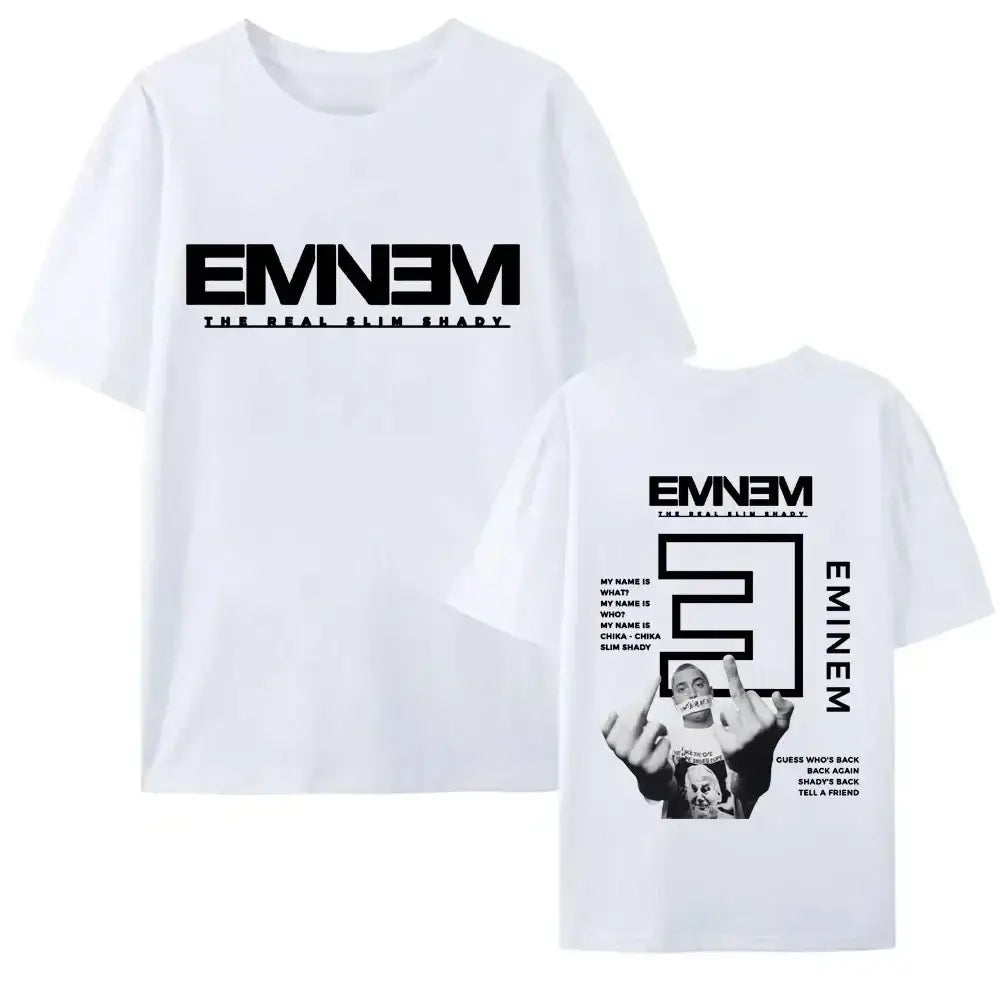 Men Women’s Hip Hop Trend Short Sleeve Tshirt Rapper Eminem New Album Graphic Print T-shirts Summer Cotton T Shirt for Fans Gift