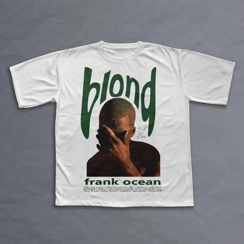 Rapper Frank Retro Graphic T Shirt Men’s Hip Hop Ocean Album Clothing T-Shirts Y2k Unisex Blond Fashion Oversized Cotton T-shirt