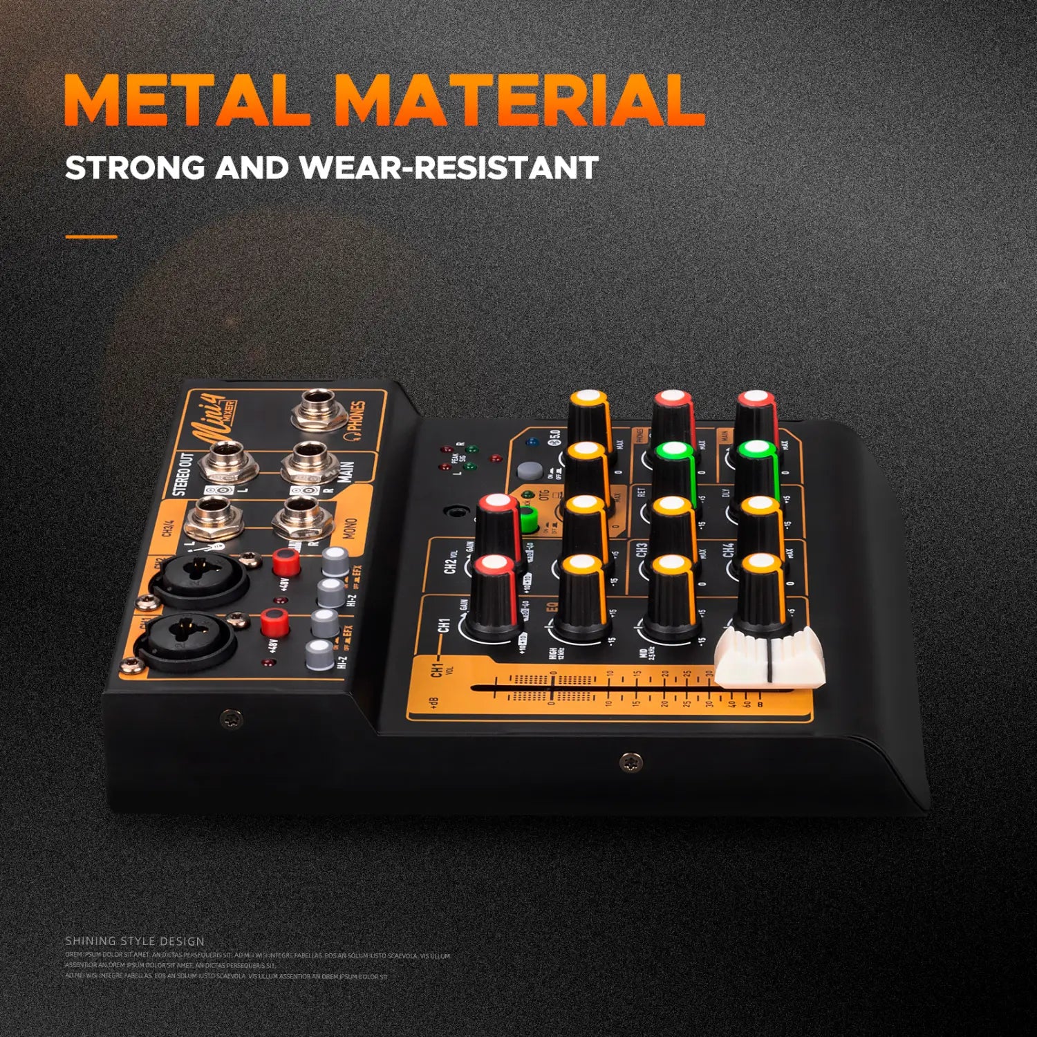 Debra OTG Audio Mixer DJ Console Mini4 Interface Bluetooth 48V Power Delay Repaeat Effect For Sound Mixing Console PC Recording