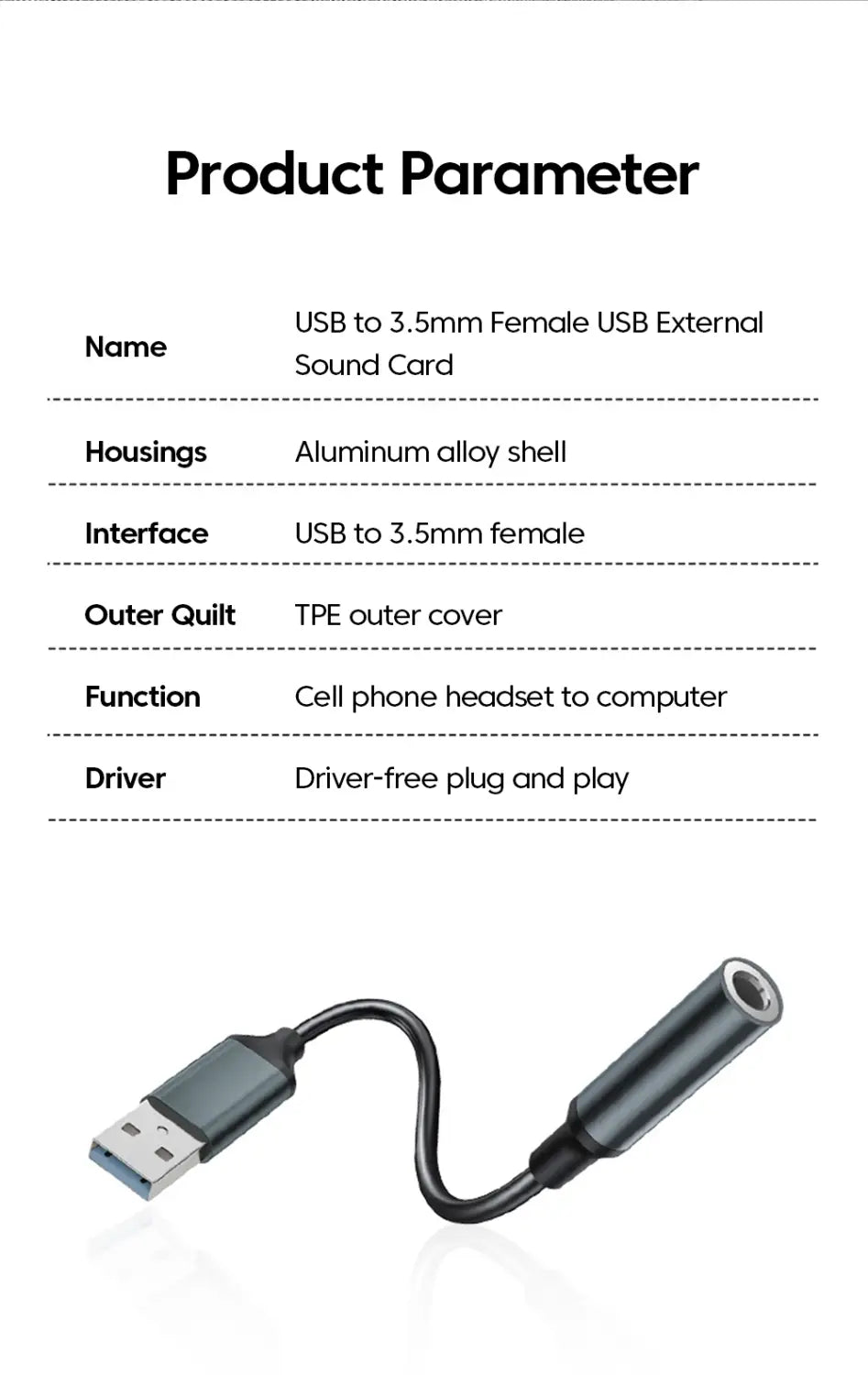 Olaf USB to 3.5mm Audio Jack Adapter USB to 3.5mm Headset/Microphone USB to 3.5 Jack Adapter External Stereo Sound Card For PC