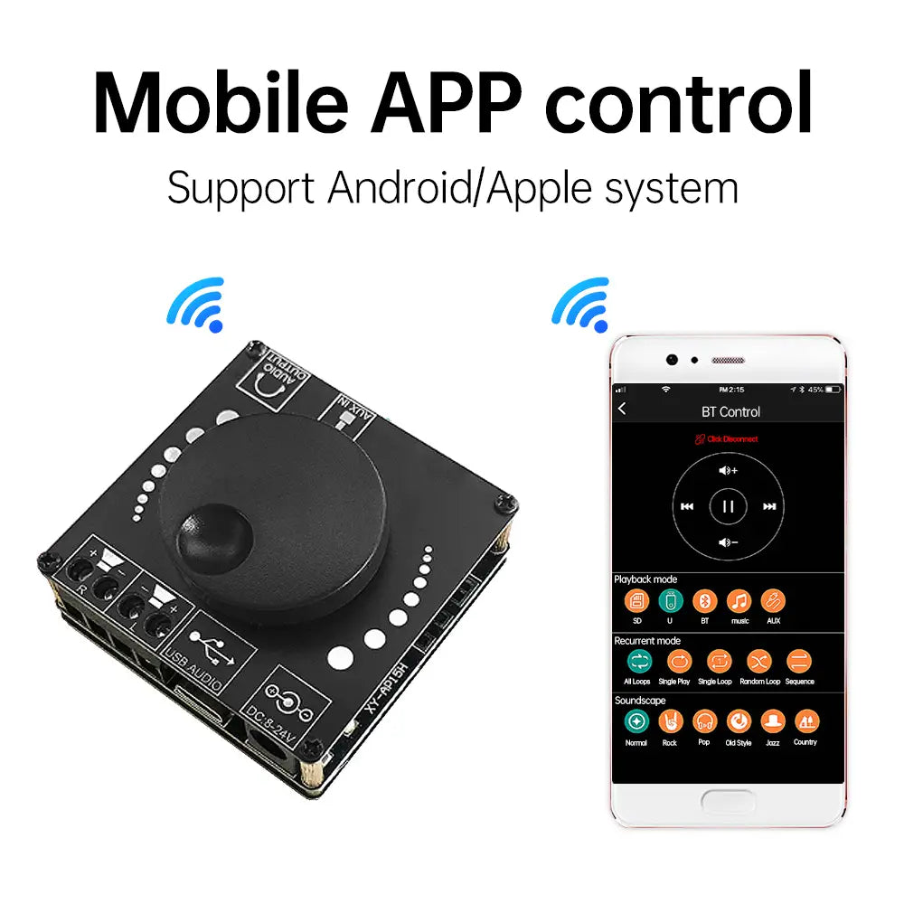 HIFI 20W*2 AP50L AP15H Stereo Bluetooth-compatible Digital Amplifier Boar Input 12V/24V Home Theater XY-AP15H