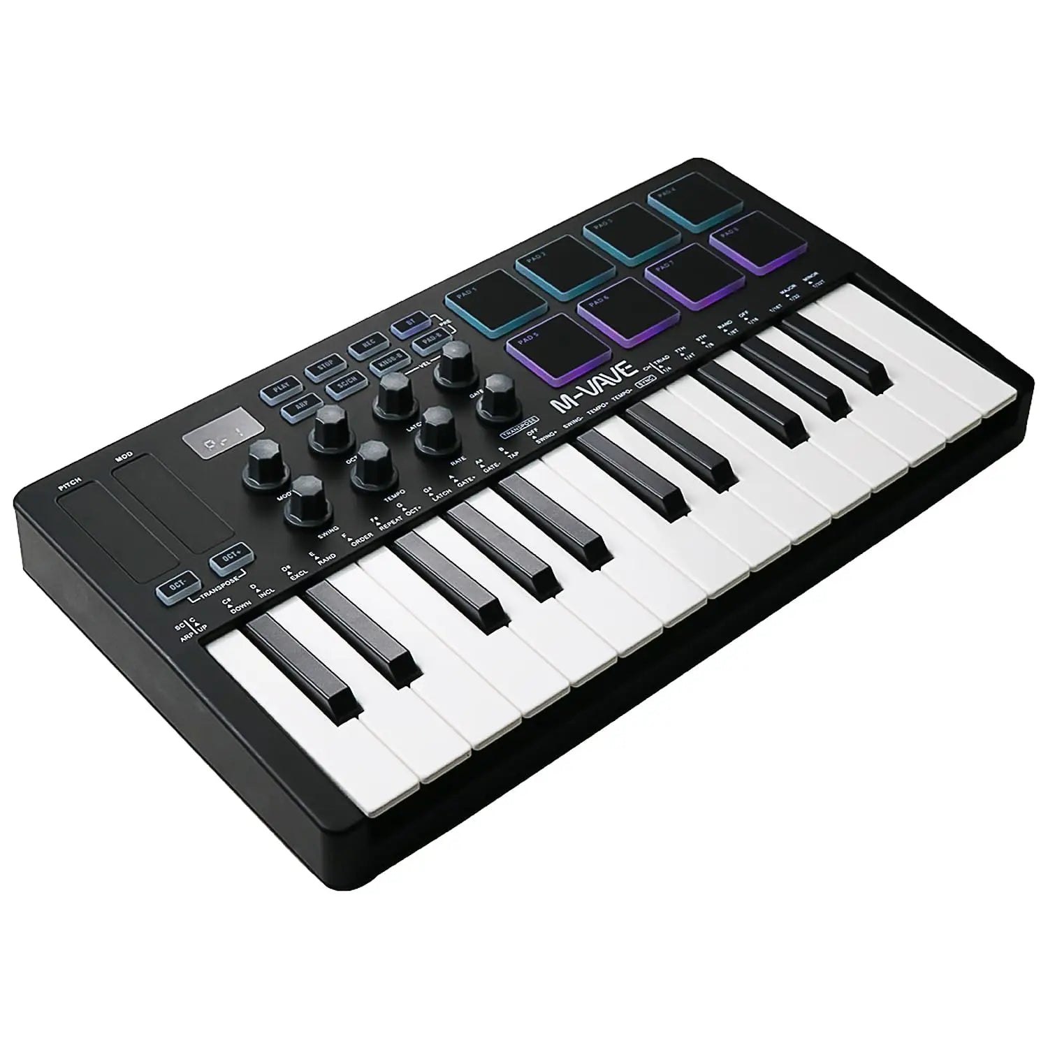 M-VAVE SMK-25 MIDI Keyboard Controller With 25 Velocity Sensitive Keys 8 Backlit Drum Pads Wireless Piano Keyboard