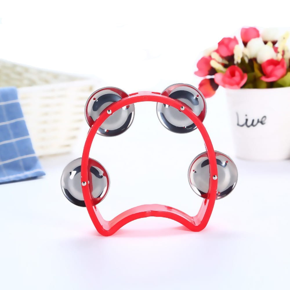 1PC Plastic Percussion Tambourine for Adults Hand Tambourine Musical Instrument Musical Rhythm Instrument for Christmas Party
