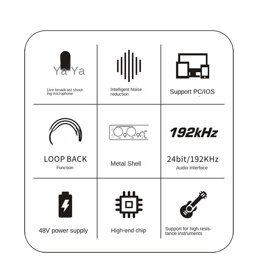 AMIXSQ22 Audio Interface for Recording Computer Free Drive USB External Sound Card for Pc Pro Audio Equipment Professional Video