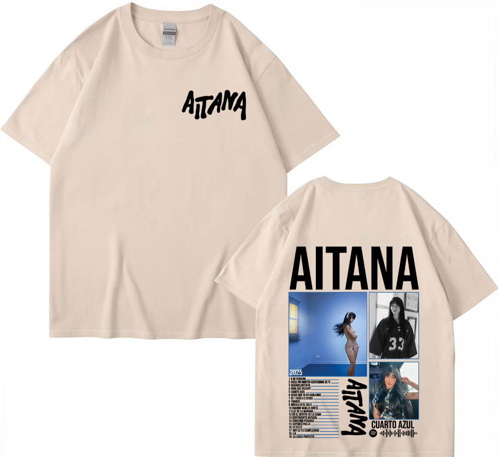 Singer Aitana Cuarto Azul Tour Graphics T Shirts Men Women Harajuku Fashion Aesthetic Short Sleeve T-shirt 100% Cotton Tee Shirt