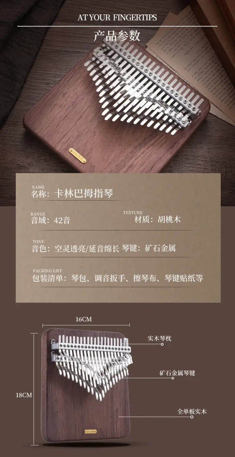 LINGTING Chromatic Kalimba 34 42 Key C Note Portable Thumb Piano Musical Keyboard Professional Kalimba Musical Instruments Gifts